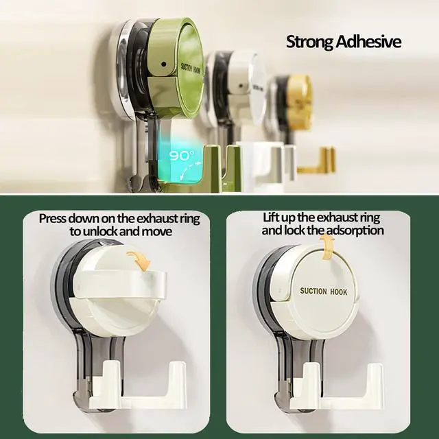 Alt view image 3 of 7 - 3PCS Suction Cup Hooks, Adhesive Shower Towel Hooks, No Drill Glass Door Shower Suction Hooks Heavy Duty Coat Robe Hook Suction Wreath Hanger for Shower,Bathrooms Wall,Kitchen,Glass Door,Mirror,Tiles