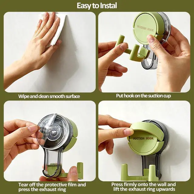 Alt view image 4 of 7 - 3PCS Suction Cup Hooks, Adhesive Shower Towel Hooks, No Drill Glass Door Shower Suction Hooks Heavy Duty Coat Robe Hook Suction Wreath Hanger for Shower,Bathrooms Wall,Kitchen,Glass Door,Mirror,Tiles