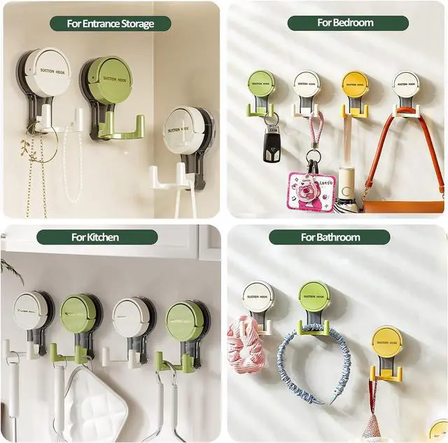 Alt view image 5 of 7 - 3PCS Suction Cup Hooks, Adhesive Shower Towel Hooks, No Drill Glass Door Shower Suction Hooks Heavy Duty Coat Robe Hook Suction Wreath Hanger for Shower,Bathrooms Wall,Kitchen,Glass Door,Mirror,Tiles
