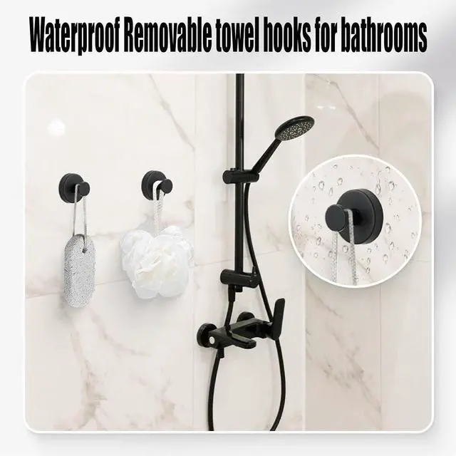 Alt view image 5 of 7 - Wreath Hangers for Front Door, Garland Hanger for Door Frame, 2025 Upgraded Suction Cup Hooks for Shower, Heavy Duty Wreath Hanger Holder for Front Door Window Shower Wall (Black*3)
