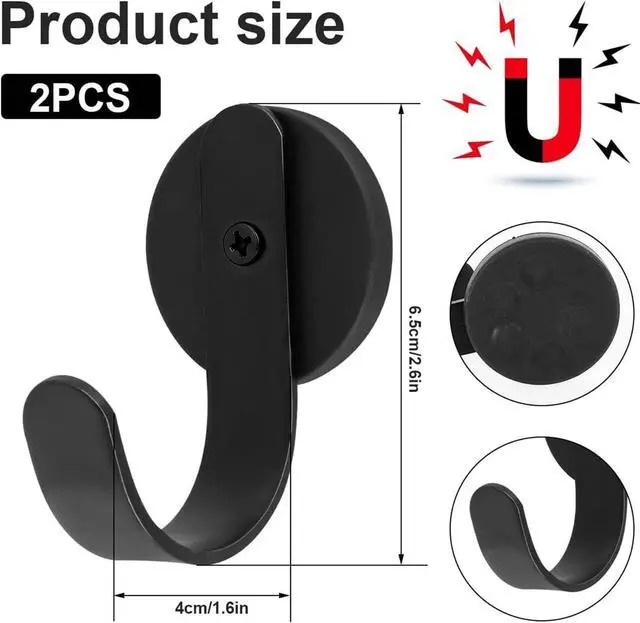 Alt view image 2 of 7 - Magnetic Hooks,2 Pack 22LB Heavy Duty Magnet Wreath Hanger,Steel-Tube Base,No-Drill Door Wreath Hanger for Metal Doors/Walls, Cabin Door Hook