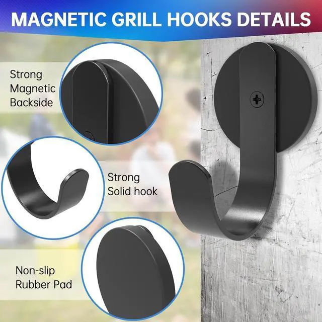Alt view image 5 of 7 - Magnetic Hooks,2 Pack 22LB Heavy Duty Magnet Wreath Hanger,Steel-Tube Base,No-Drill Door Wreath Hanger for Metal Doors/Walls, Cabin Door Hook