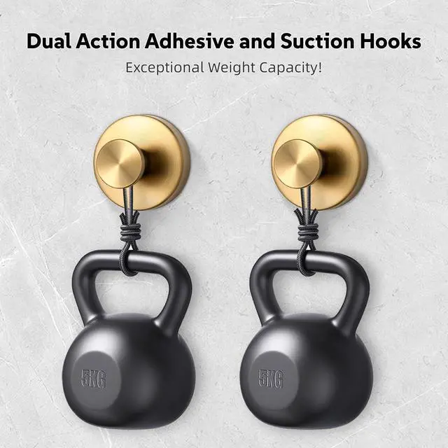 Alt view image 6 of 7 - Suction Cup Hooks for Wreaths on Glass, No-Drill Suction Cup Hooks Wreath Hangers for Front Doors, Metal Towel Hooks for Showers Bathrooms Mirrors (2-Pack,Gold)