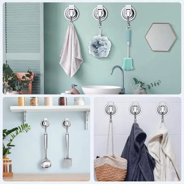 Alt view image 4 of 7 - Heavy Duty Suction Cup Hooks Reusable Wreath Hanger 2Pack Black