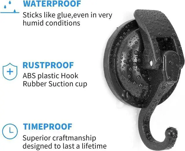 Alt view image 5 of 7 - Heavy Duty Suction Cup Hooks Reusable Wreath Hanger 2Pack Black