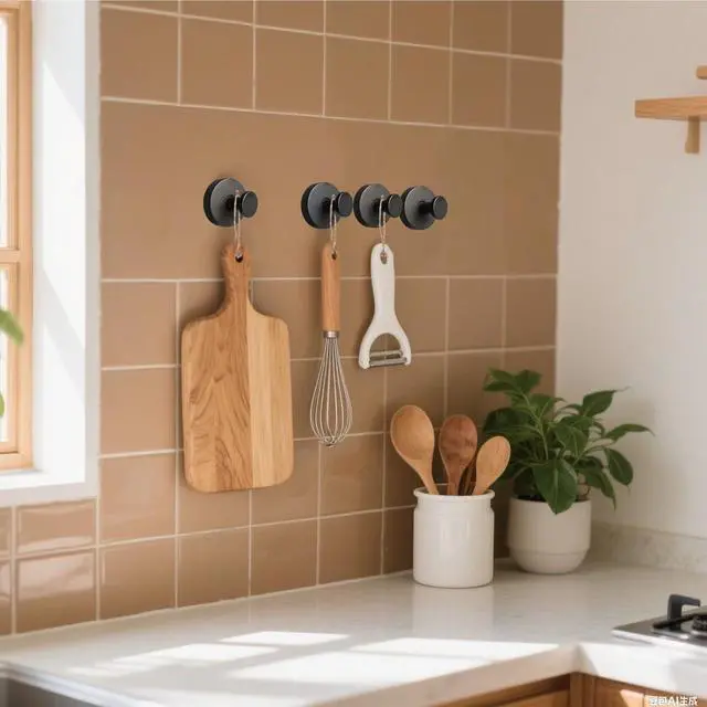 Alt view image 3 of 7 - Linwnil Suction Cup Hooks for Wreaths on Glass, Waterproof No-Drill Shower Hooks for Towels, Robes, Coats, Wreaths,Wall Mount Hook for Bathroom, Kitchen and Wreath Hanger for Front Door (Black, 2)