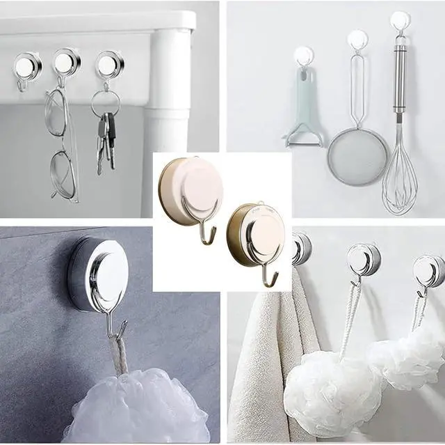 Alt view image 2 of 7 - Suction Cup Hooks - Chrome Twist Suction Hangers with Metal Hooks, Heavy Duty, Removable & Reusable for Kitchen, Bathroom, Shower, Glass & Wreaths - 2 Pcs