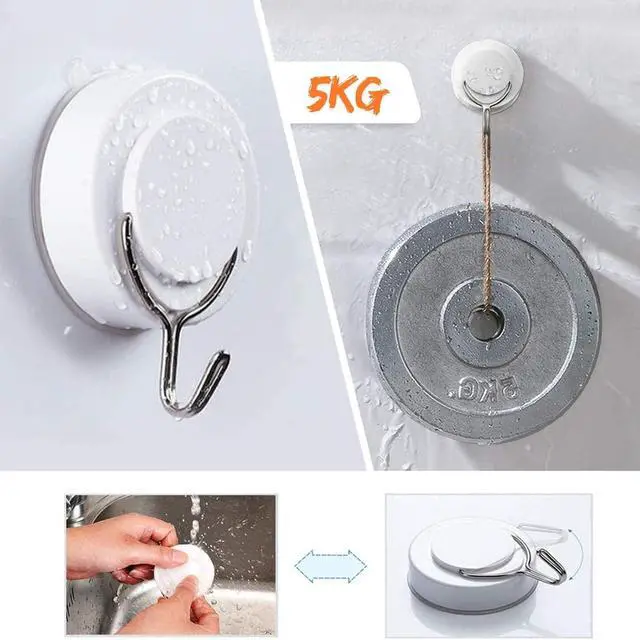 Alt view image 4 of 7 - Suction Cup Hooks - Chrome Twist Suction Hangers with Metal Hooks, Heavy Duty, Removable & Reusable for Kitchen, Bathroom, Shower, Glass & Wreaths - 2 Pcs