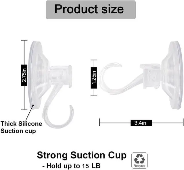 Alt view image 2 of 5 - 3 Pack Clear Suction Cup Wreath Hooks, Heavy-Duty Reusable Wreath Hangers for Glass Windows Smooth Doors, Waterproof Suction Cup Hooks for Shower Bathroom kitchenware and Christmas Wreaths