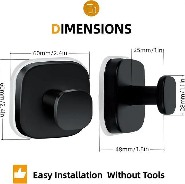 Alt view image 3 of 7 - Suction Cup Hooks for Wreaths on Glass Door, 2 Pack Black Hooks for Bathroom Hanging Towels and Robes Strong Rustproof Removable Suction Hooks for Shower, Kitchen, Mirror