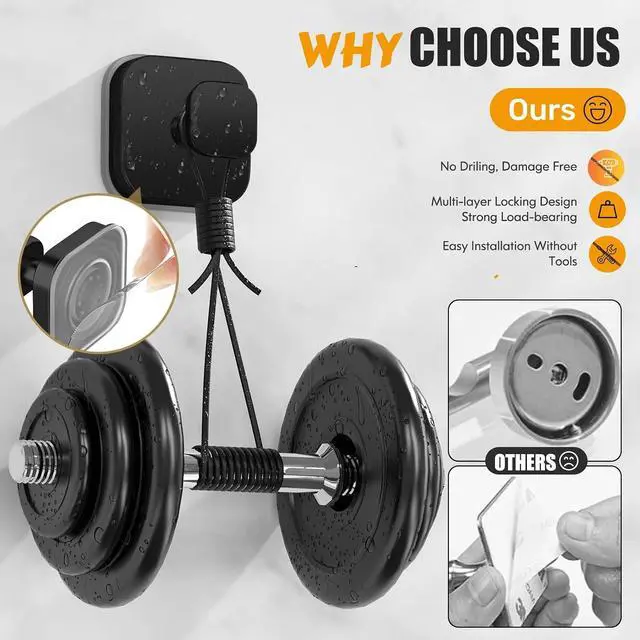 Alt view image 6 of 7 - Suction Cup Hooks for Wreaths on Glass Door, 2 Pack Black Hooks for Bathroom Hanging Towels and Robes Strong Rustproof Removable Suction Hooks for Shower, Kitchen, Mirror