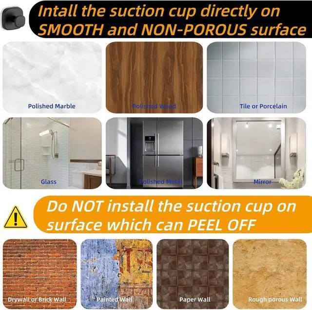 Alt view image 7 of 7 - Suction Cup Hooks for Wreaths on Glass Door, 2 Pack Black Hooks for Bathroom Hanging Towels and Robes Strong Rustproof Removable Suction Hooks for Shower, Kitchen, Mirror
