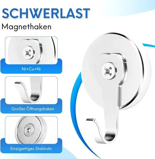 Alt view image 6 of 7 - Neosmuk Magnetic Hooks Steel Tube Design for Cruise,1.42", Silver, 2 Pack