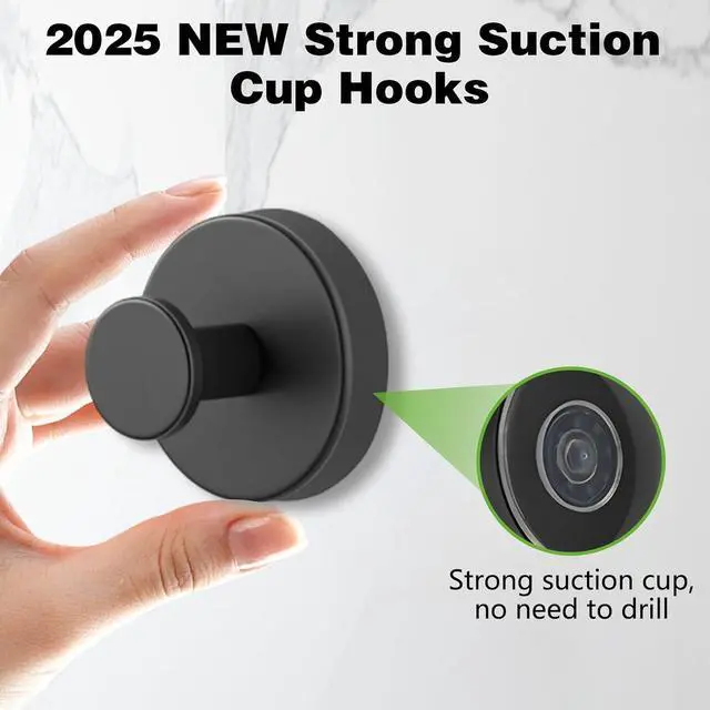Alt view image 3 of 7 - Suction Cup Hooks for Wreaths on Glass, No-Drill Suction Cup Hooks, Wreath Hangers for Front Doors, Reusable Metal Towel Hooks for Showers Bathrooms Mirrors (Gold*2)