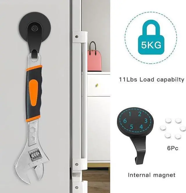 Alt view image 5 of 6 - Magnetic Wreath Hanger (Black Matte, Set of 2 Magnets) Heavy Duty Magnet Hook Holds up to 11lbs for Metal Doors/Surfaces for Metal Front Door and Christmas Decor
