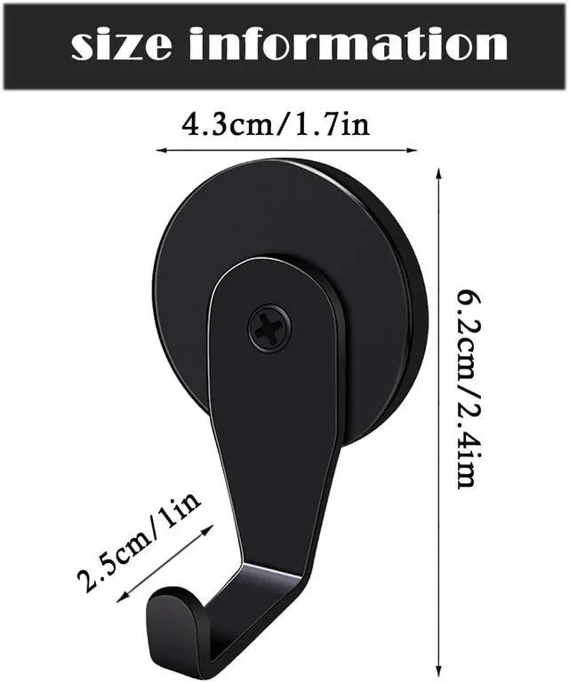 Alt view image 2 of 6 - Magnetic Wreath Hanger (Black Matte, Set of 2 Magnets) Heavy Duty Magnet Hook Holds up to 11lbs for Metal Doors/Surfaces for Metal Front Door and Christmas Decor
