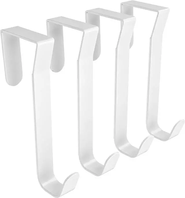 Main image of Over the Door Hooks, Curved Design Locks Wider & Longer, White