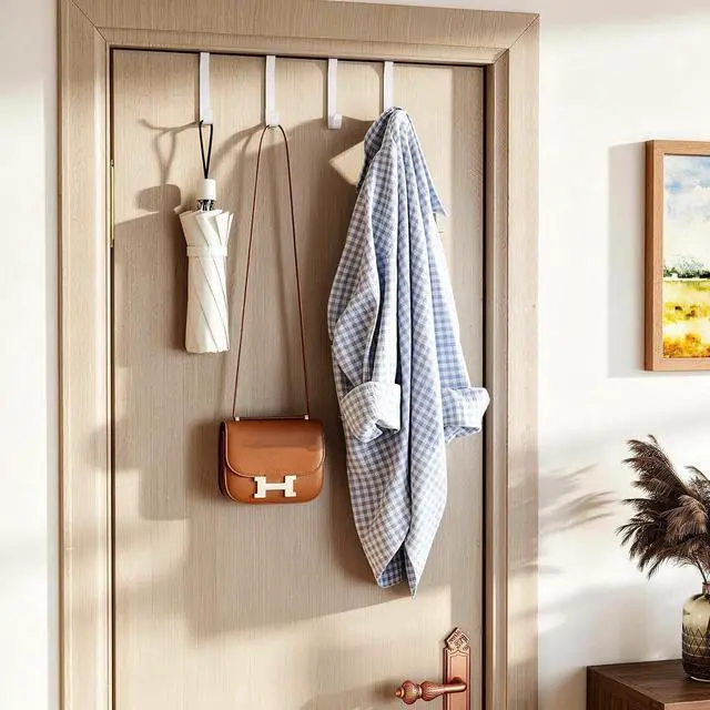 Alt view image 2 of 7 - Over the Door Hooks, Curved Design Locks Wider & Longer, White