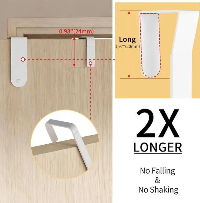 Alt view image 4 of 7 - Over the Door Hooks, Curved Design Locks Wider & Longer, White