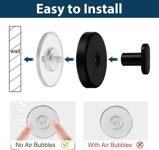 Alt view image 7 of 7 - pickpiff Suction Cup Hooks for Shower: 15 LB Strong Wall Hanger for Bathroom, Front Door, Glass, Window, RV, Holder for Towel, Christmas Wreath, Coat, Loofah, Waterproof & Reusable, Matt Black 4 Pack