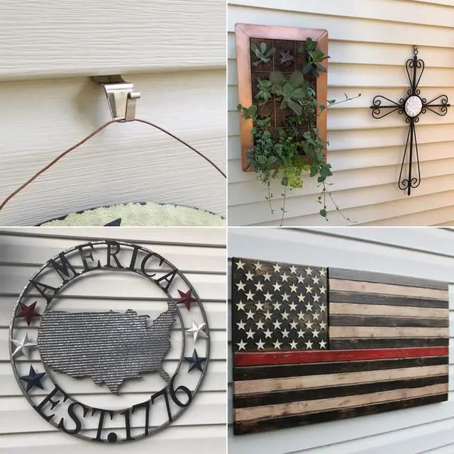 Alt view image 2 of 6 - Aminigram 24-Pack Vinyl Siding Hooks Hanger, Heavy Duty Stainless Steel Vinyl Siding Clips, No-Hole Needed Front Porch Decor, Siding Hooks for Hanging OutdoorChristmas Wreath Hangers for Front Door