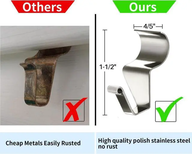Alt view image 5 of 6 - Aminigram 24-Pack Vinyl Siding Hooks Hanger, Heavy Duty Stainless Steel Vinyl Siding Clips, No-Hole Needed Front Porch Decor, Siding Hooks for Hanging OutdoorChristmas Wreath Hangers for Front Door