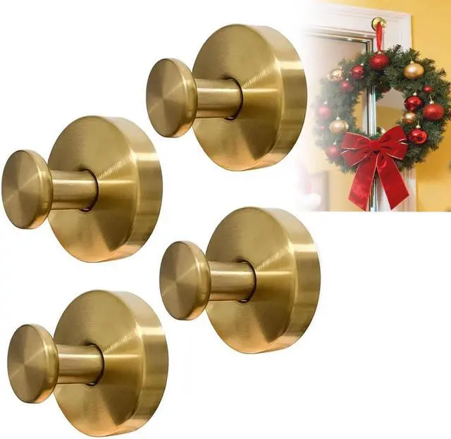Main image of 4Pcs New Model No-Drill Suction Cup Hooks, Wreath Hangers for Front Door, Wreath Hangers for Front Doors, Removable Hooks, Towel Hooks (Gold)