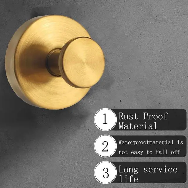 Alt view image 6 of 7 - 4Pcs New Model No-Drill Suction Cup Hooks, Wreath Hangers for Front Door, Wreath Hangers for Front Doors, Removable Hooks, Towel Hooks (Gold)