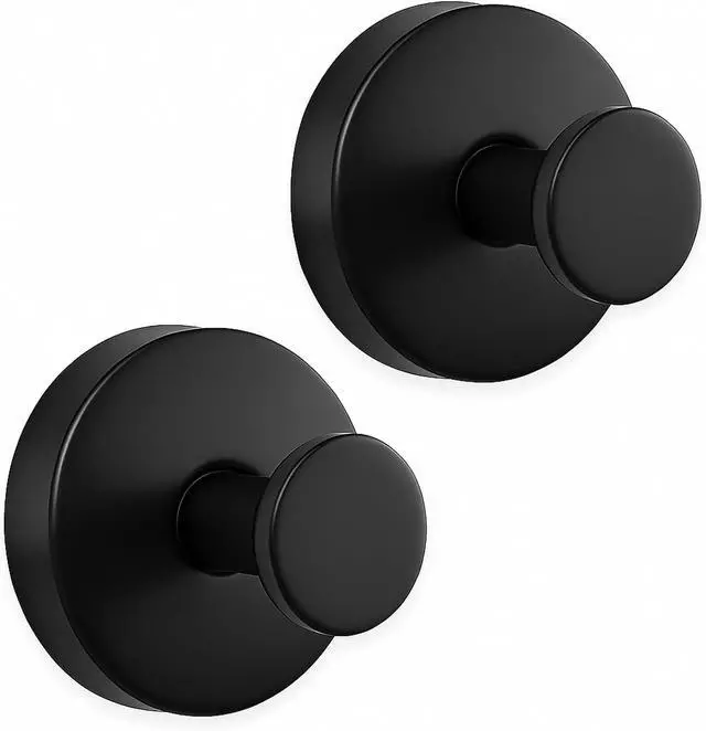 Main image of Suction Cup Hooks for Shower Wall, Heavy Duty Bathroom Hooks, Stainless Steel Suction Towel Hook, No Drill Shower Suction Hooks for Glass Door, Loofah & Wreath Hanger, Matte Black, 2 Pack