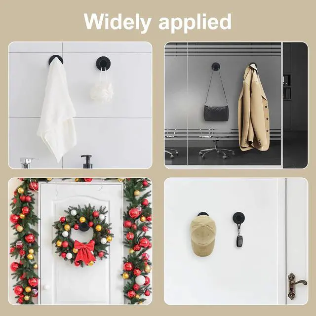 Alt view image 2 of 7 - Suction Cup Hooks for Windows,Door and Shower Wall,Pack of 4