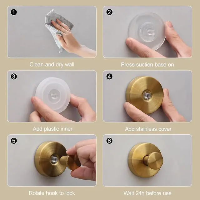 Alt view image 4 of 7 - Suction Cup Hooks for Windows,Door and Shower Wall,Pack of 4