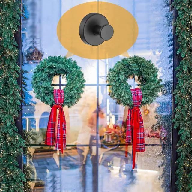 Alt view image 2 of 7 - 4 Pack Heavy Duty Suction Cup Hooks, Matte Black Rustproof Hooks for Bathroom Towel Hanging, Shower Robe, Front Door Wreath, Kitchen Utensils Strong Adhesive Hooks No Drilling