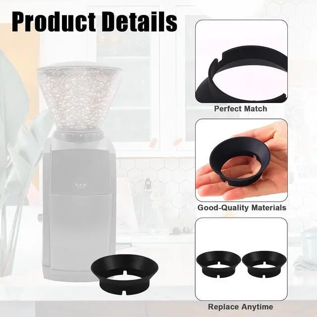 Alt view image 4 of 7 - 4pcs Gasket Replacement for Baratza Encore and Virtuoso Coffee Grinders, Silicone Seal Ring Accessory Parts for Electric Conical Burr Grinder (Black)