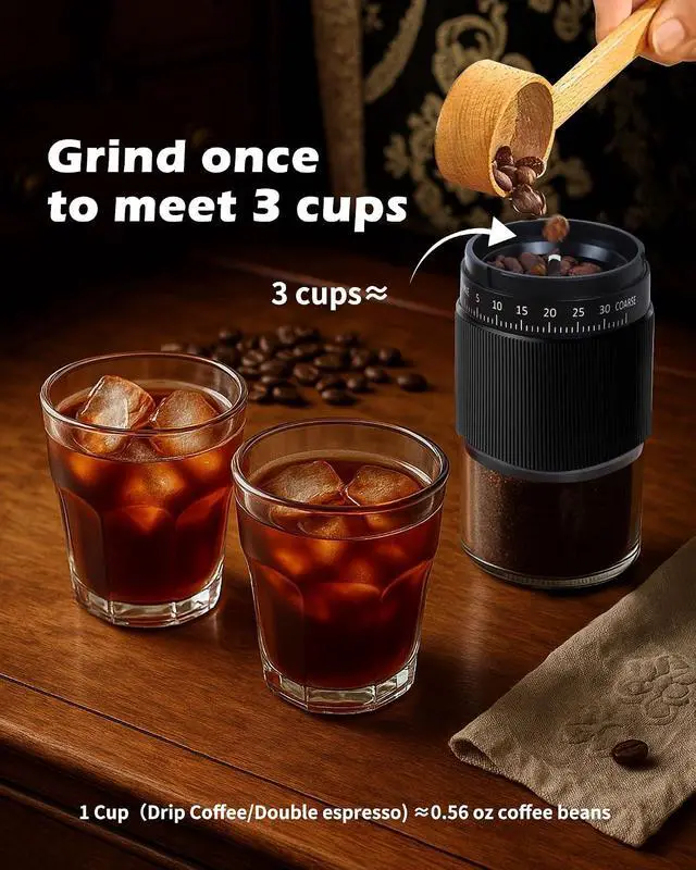 Alt view image 2 of 6 - Manual Coffee Grinder with Ceramic Burr, 40g Capacity,35 Adjustable Settings,Portable Hand Mill for Espresso, French Press, Drip,Pour Over,Cold Brew,Compact and Quiet for Home Use