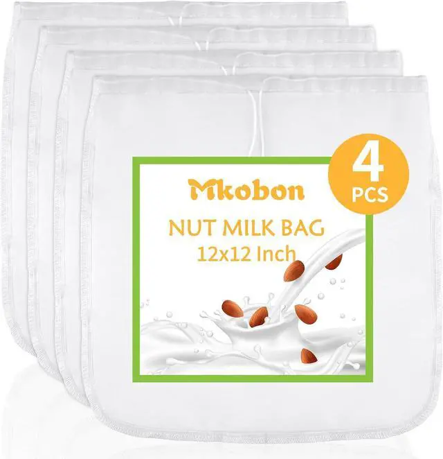 Main image of XL 4 Pcs 12" x 12" Nut Milk Bag Reusable, Cheese Cloth Bags for Straining
