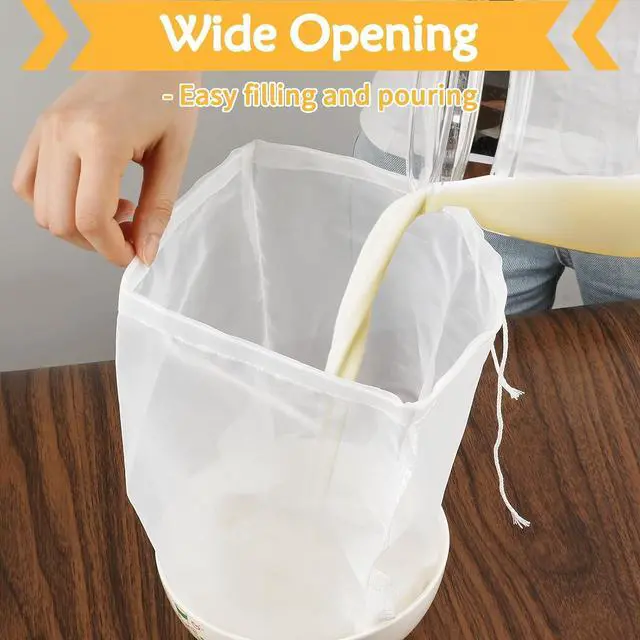 Alt view image 4 of 7 - XL 4 Pcs 12" x 12" Nut Milk Bag Reusable, Cheese Cloth Bags for Straining