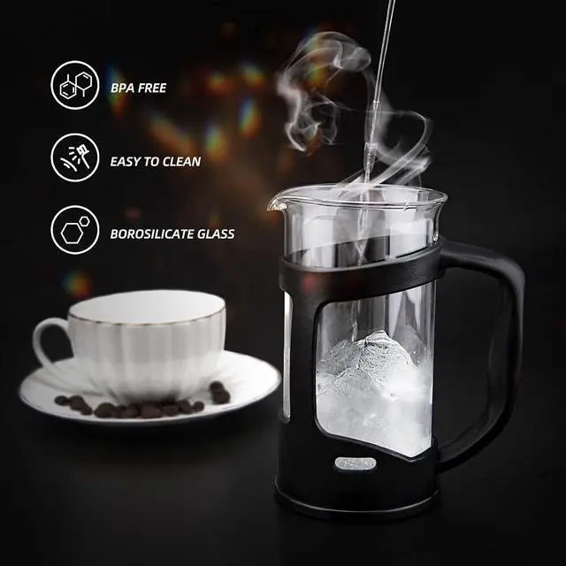 Alt view image 4 of 7 - RAINBEAN Mini French Press Coffee Maker, 1 Cup, 12oz, Maximum Flavor Brewer with Stainless Steel Filter, 350ml - Small
