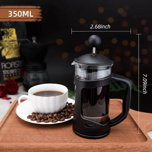 Alt view image 5 of 7 - RAINBEAN Mini French Press Coffee Maker, 1 Cup, 12oz, Maximum Flavor Brewer with Stainless Steel Filter, 350ml - Small