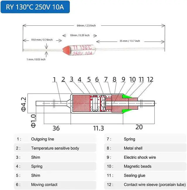 Alt view image 4 of 4 - Original Electric Pressure Cookers Thermal Fuses for Instant Pot 3,6,8 Qt DUO/ULTRA/LUX, 185 Celsius Thermal Fuses for Pressure Cooker for PowerXL/Quick Pot/ Y4D-36 Y6D-36 Y8D 36 Y10D-36, 3-Pack