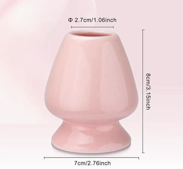 Alt view image 2 of 7 - Traditional Japanese Matcha Tea Whisk Holder, 70mm Chasen Stand, Pink Ceramic, 2.7"L x 2.5"W