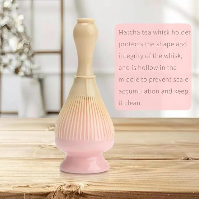 Alt view image 4 of 7 - Traditional Japanese Matcha Tea Whisk Holder, 70mm Chasen Stand, Pink Ceramic, 2.7"L x 2.5"W