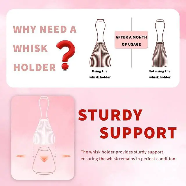 Alt view image 5 of 7 - Traditional Japanese Matcha Tea Whisk Holder, 70mm Chasen Stand, Pink Ceramic, 2.7"L x 2.5"W