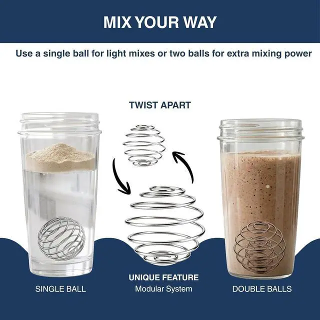 Alt view image 3 of 7 - Shaker Balls for Protein Shakes, 304 Stainless Steel Shaker Balls for Bottles, Smooth Mixing (1 Large 1 Small)