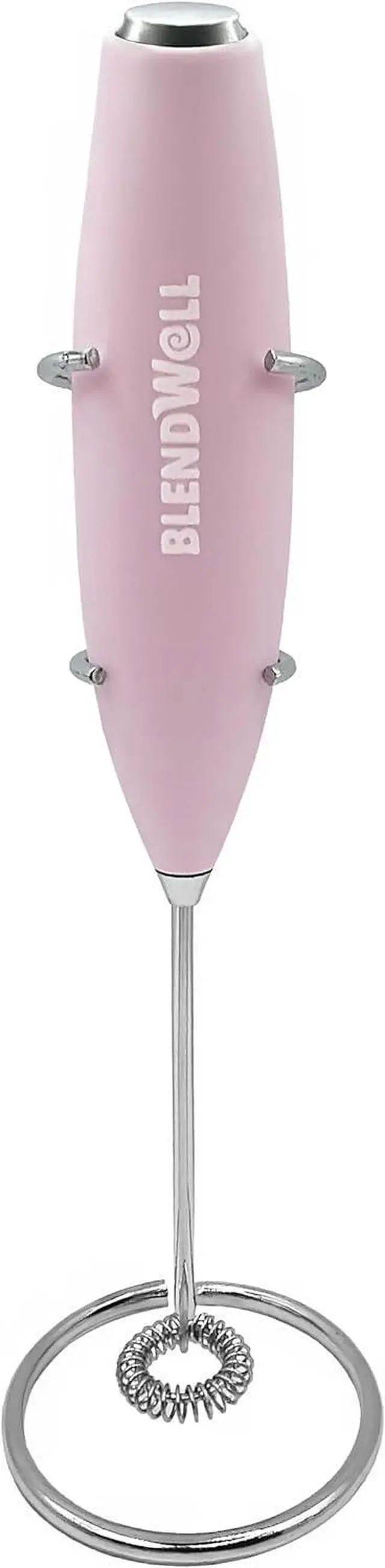 Main image of BlendWell Electric Milk Frother for Matcha and Coffee, Handheld Battery Operated Drink Mixer with Stand, Stainless Steel Whisk, Rose Pink