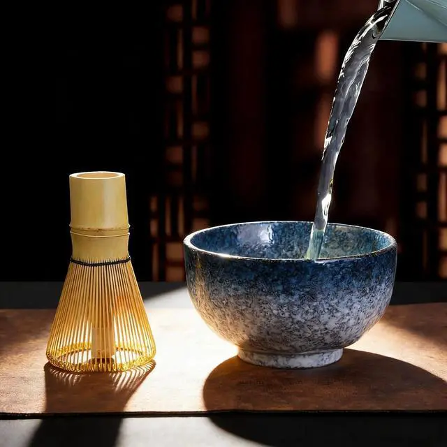 Alt view image 2 of 5 - Japanese Matcha Set, 4-Piece Whisk Kit with Ceramic Bowl (Blue)