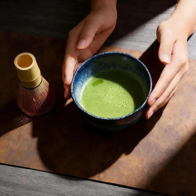 Alt view image 4 of 5 - Japanese Matcha Set, 4-Piece Whisk Kit with Ceramic Bowl (Blue)