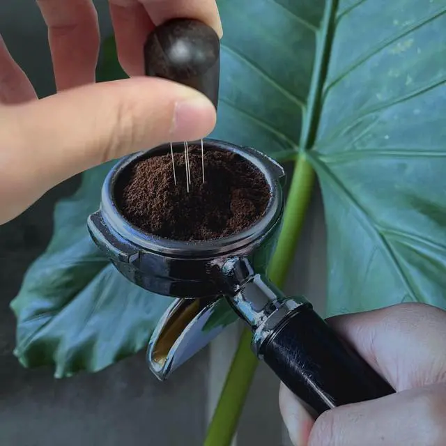 Alt view image 7 of 7 - Portable Espresso Coffee Stirrer WDT Tool,Nature Wood Handle Needle Type Distributor,Espresso Coffee Stirrer Espresso Distribution Tool(Walnut)