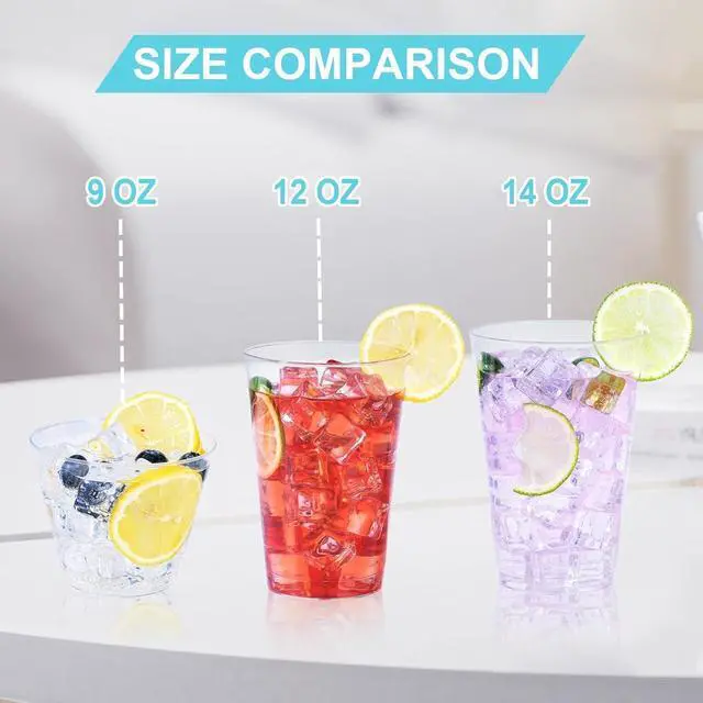Alt view image 3 of 6 - BYSNOW 50 Pack 9 oz Clear Plastic Cups, Disposable Plastic Cocktail Cups