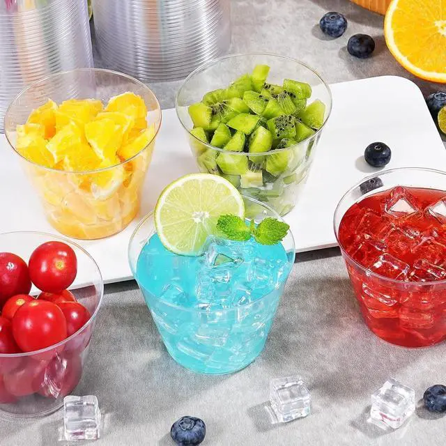 Alt view image 6 of 6 - BYSNOW 50 Pack 9 oz Clear Plastic Cups, Disposable Plastic Cocktail Cups