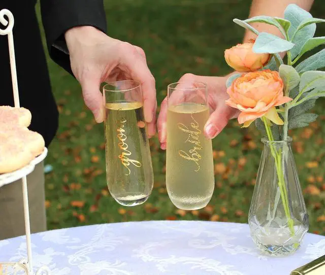 Alt view image 2 of 5 - Lillian Rose Gold "Bride" Stemless Champagne Glass